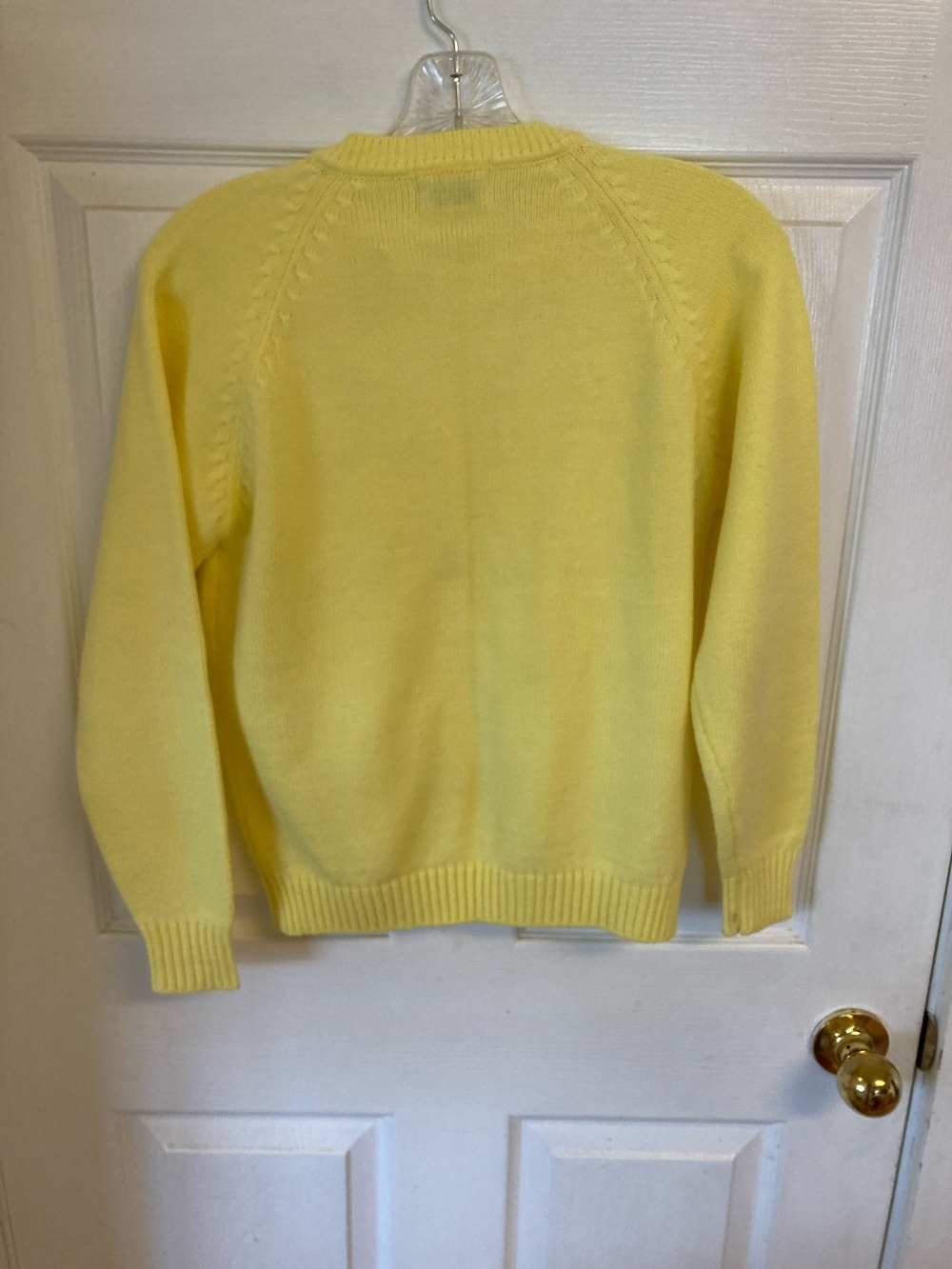 VTG classic Canary Yellow Eyelet Knit Cardigan Sweater - Picture 3 of 5